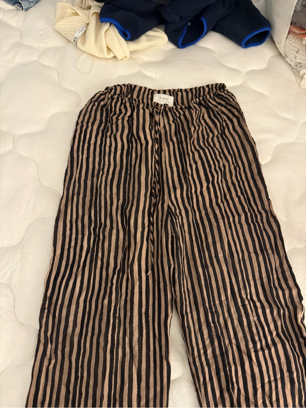 DISSH Black & Tan Striped Wide-Leg Pants